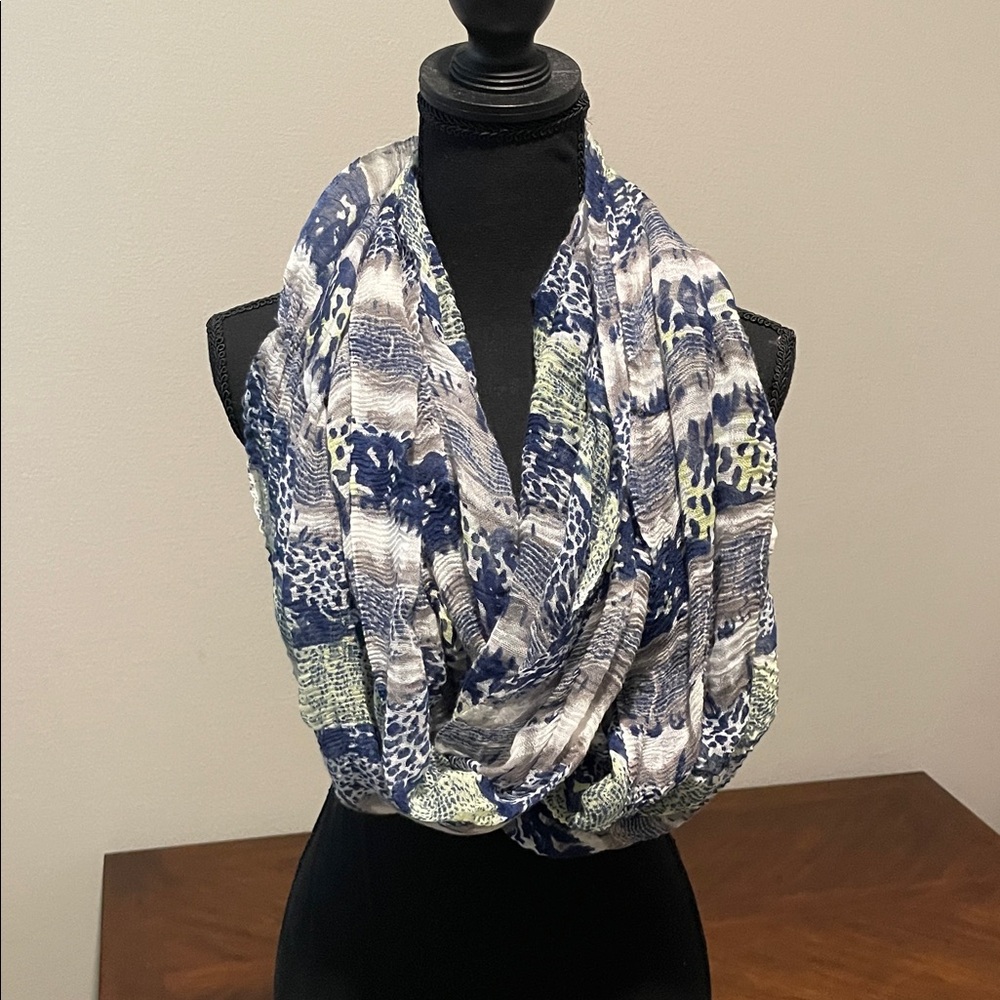 Blue and White Patterned Scarf circular one piece